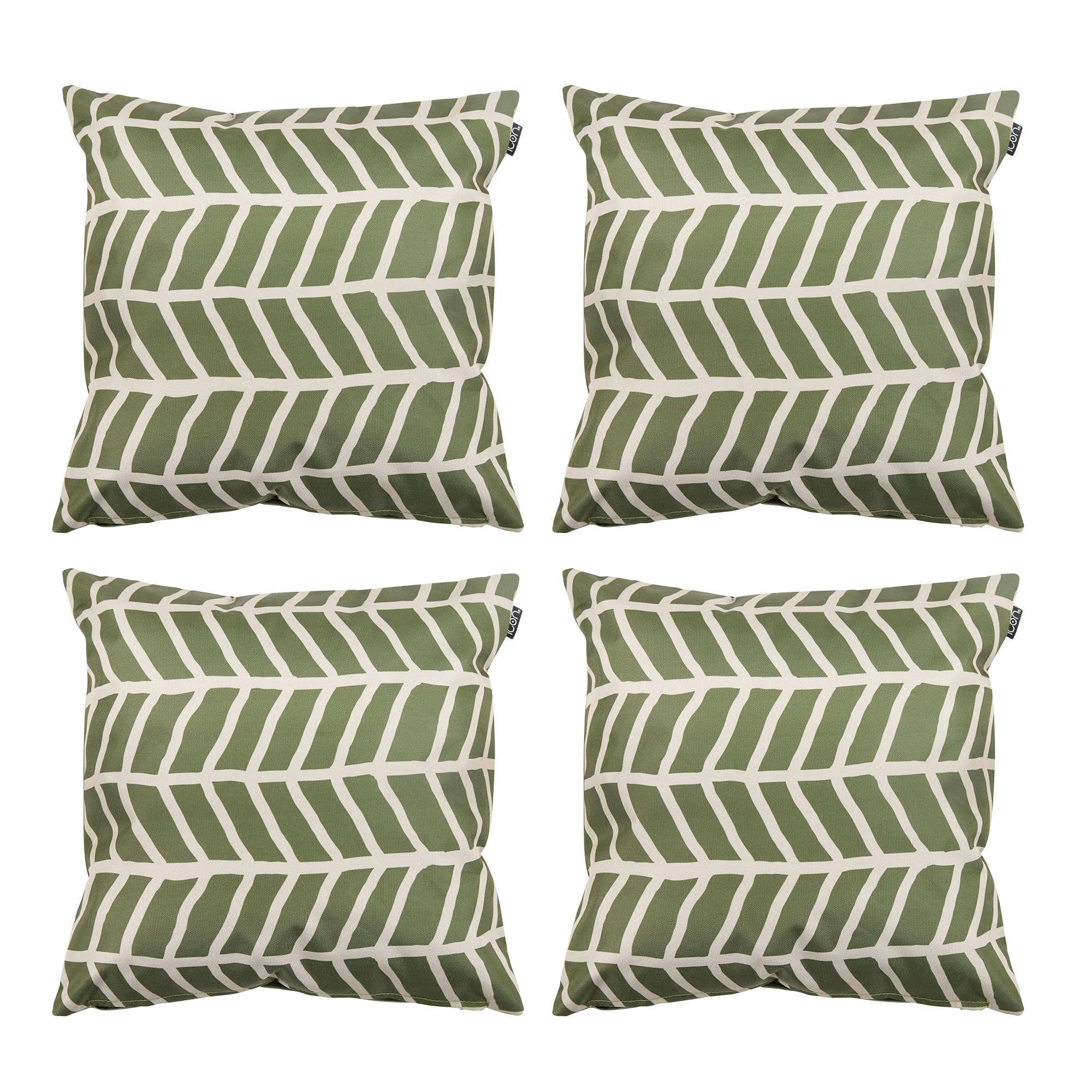 icon Outdoor Cushions Filled, Graphic Collection, Khaki, Set of 4, 43cm x 43cm, Water Resistant, Green Outdoor Cushions for Garden Furniture, Garden, Patio
