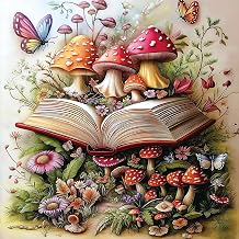 Mushrooms Puzzles for Adults 500 Pieces Plants Flower Jigsaw Puzzle | with Magic Book Garden Fantasy Art for Relaxing Challenge Game Fun Family Gifts,Dust Free 20 x 20 Inch