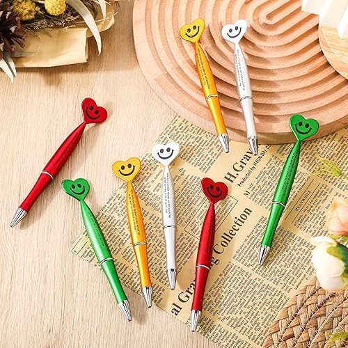 Miniatura 5 de Cholemy 50 bolígrafos de agradecimiento para empleados, con cita inspiradora, con forma de corazón, bolígrafos motivacionales para compañeros de