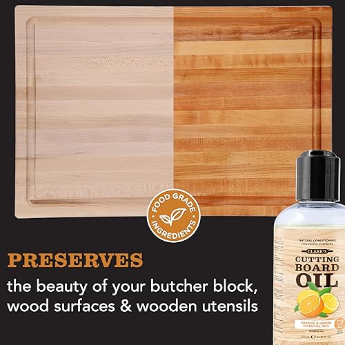 Vista 6 de CLARK'S Aceite mineral de bambú para tabla de cortar – Aceite mineral de grado alimenticio para tabla de cortar – enriquecido con extracto de hierba
