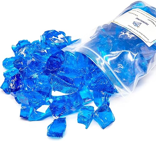 Miniatura 4 de TWINKLING Piedra de grava de vidrio de fuego de alto brillo, vidrio roto, vidrio para hoguera, vidrio triturado para decoración de chimenea,