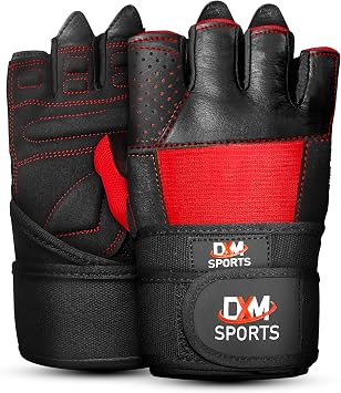 DXM SPORTS Weight Lifting Gym Workout Gloves with Wrist Wrap Support for Men & Women, Full Palm Protection Exercise Gloves for Weightlifting, Training, Fitness, Hanging, Pull ups