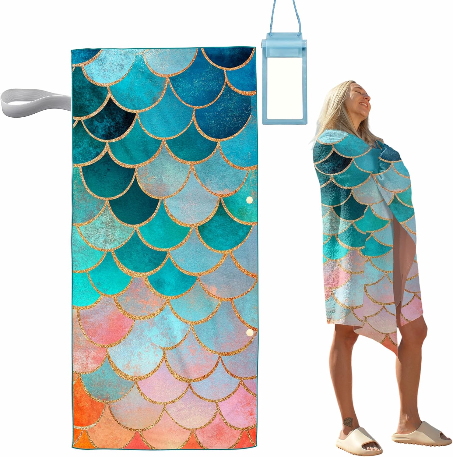 Mermaid Beach Towels Sand Free Microfiber Quick Dry Women Beach Towels Valentines Absorbent Bath Towels Bathroom Extra Large 30x70 in
