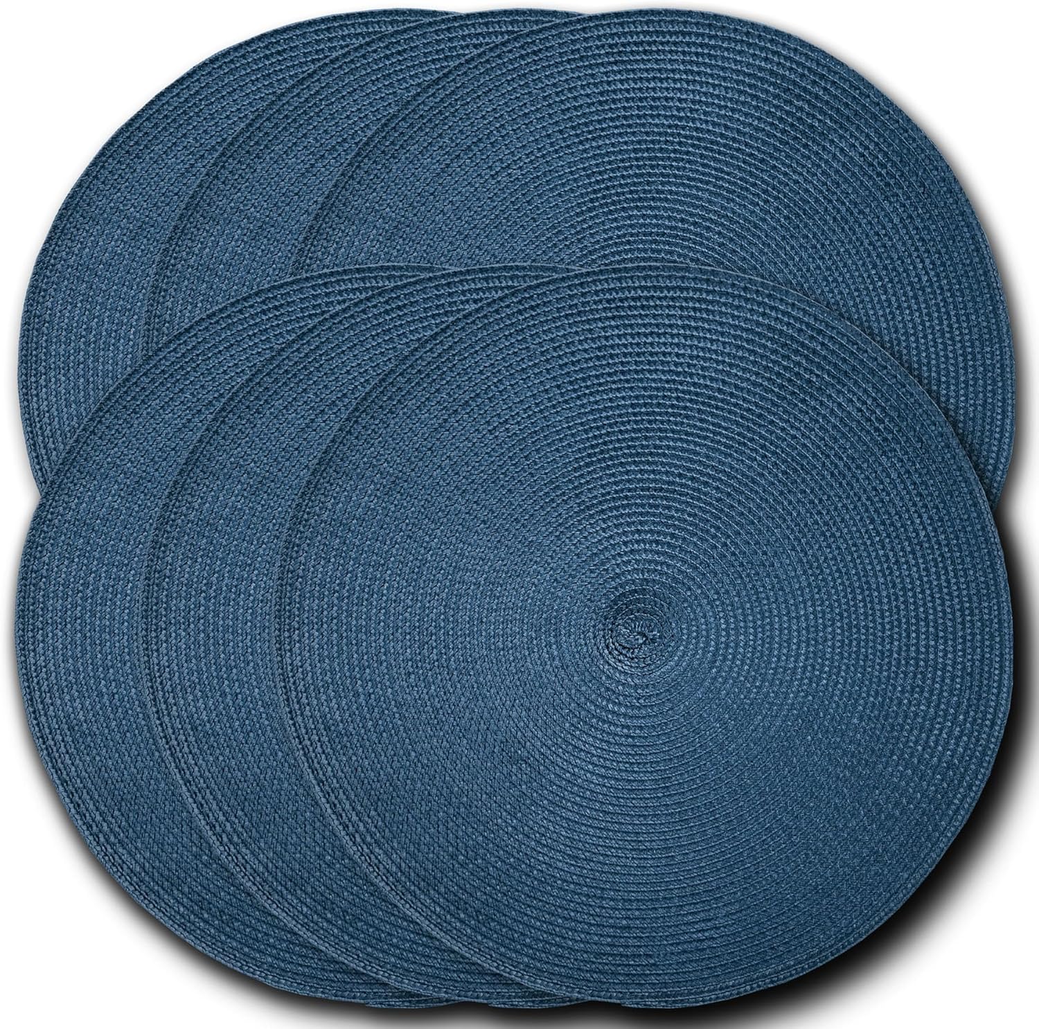 CAIT CHAPMAN HOME COLLECTION Round Braided Woven Polypropylene Plastic Placemats (Coral), Set of 6