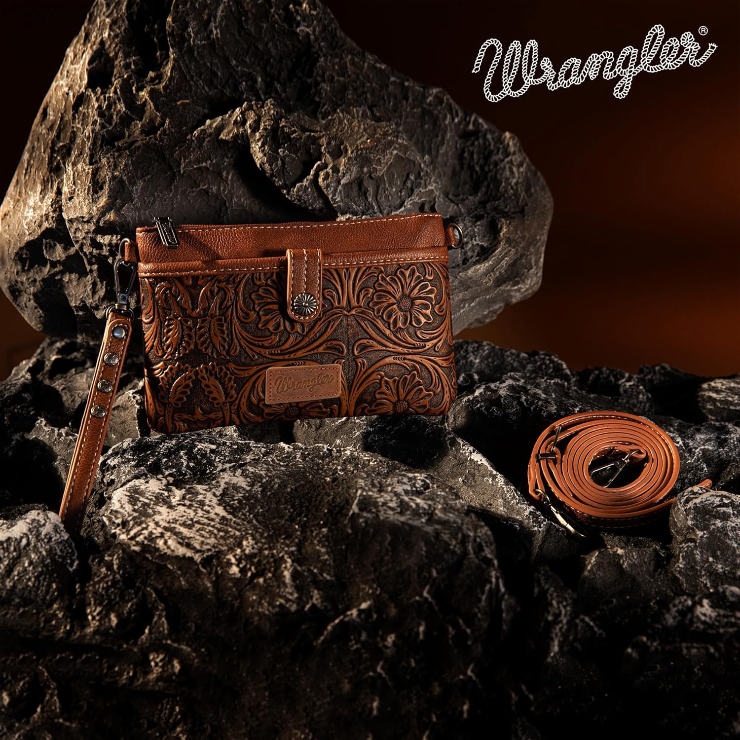 Wrangler Western Cowhide Crossbody Bags for Women Clutch Wristlet Purse
