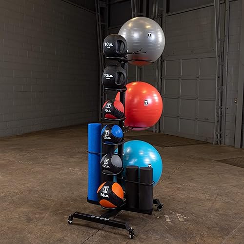 Miniatura 3 de Body-Solid (GAR100) Soporte vertical compacto para organizar pelotas medicinales, pelotas de pesas, bandas y tubos de resistencia, cuerdas de salto,