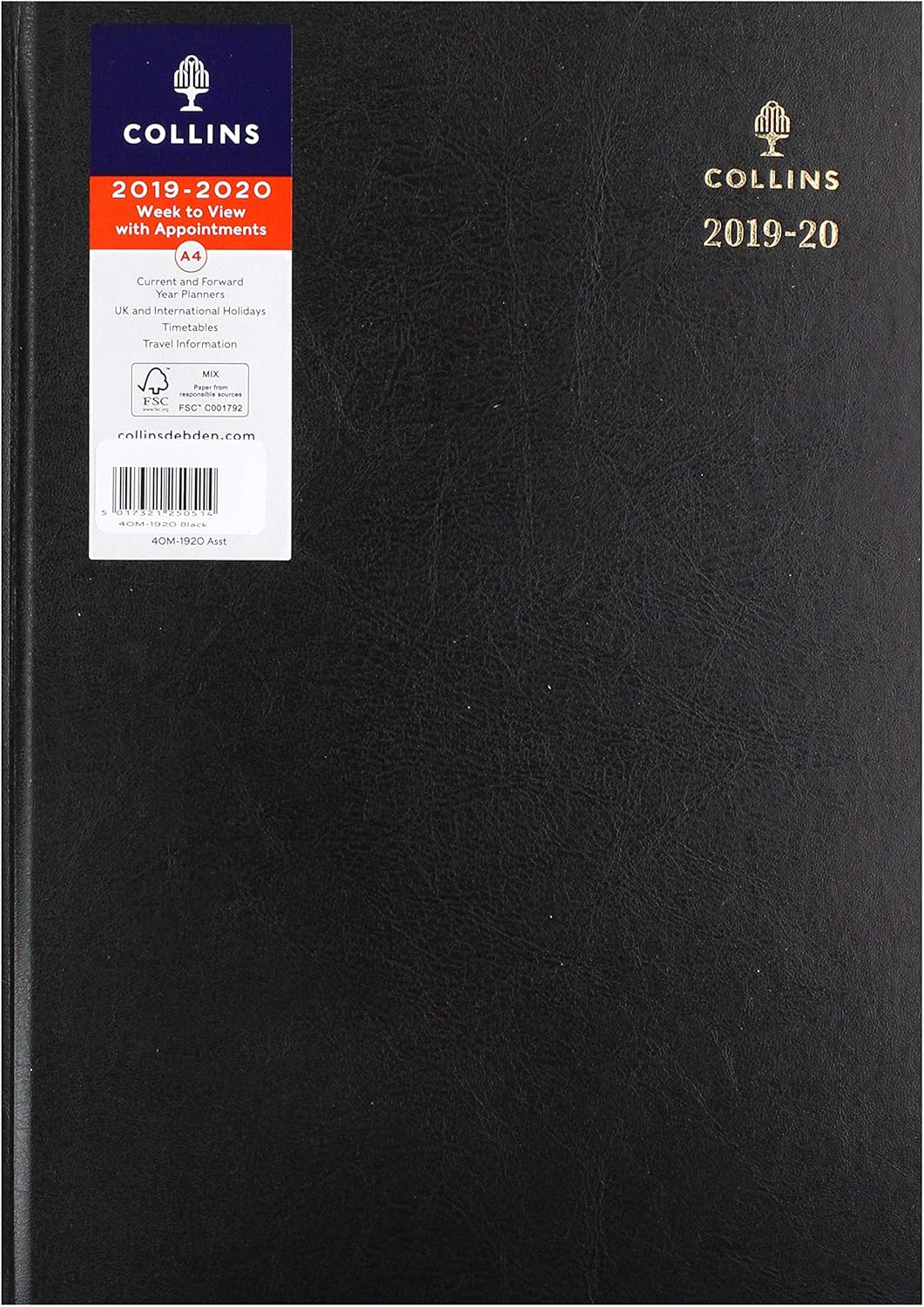 Collins 38M A5 Week to View 2019-2020 Desk Diary - Red