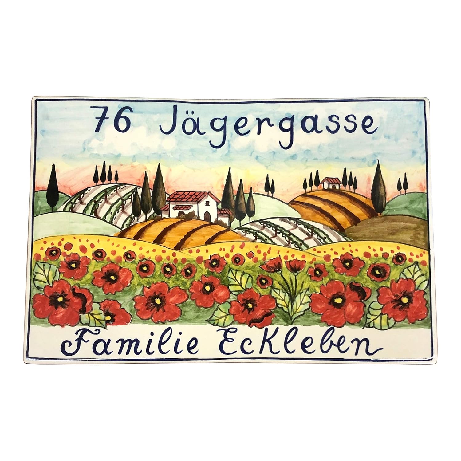 CERAMICHE D'ARTE PARRINI - Italian Ceramic Art Pottery Tile Custom House Number Civic Address Plaques Decorative Hand Painted Made in ITALY Tuscan