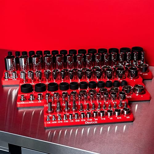 Miniatura 6 de Olsa Tools Organizador magnético de enchufes  Kit de 6 soportes para enchufes  Unidad de 12 pulgada, 38 pulgadas y 14 pulgadas  Organizadores de