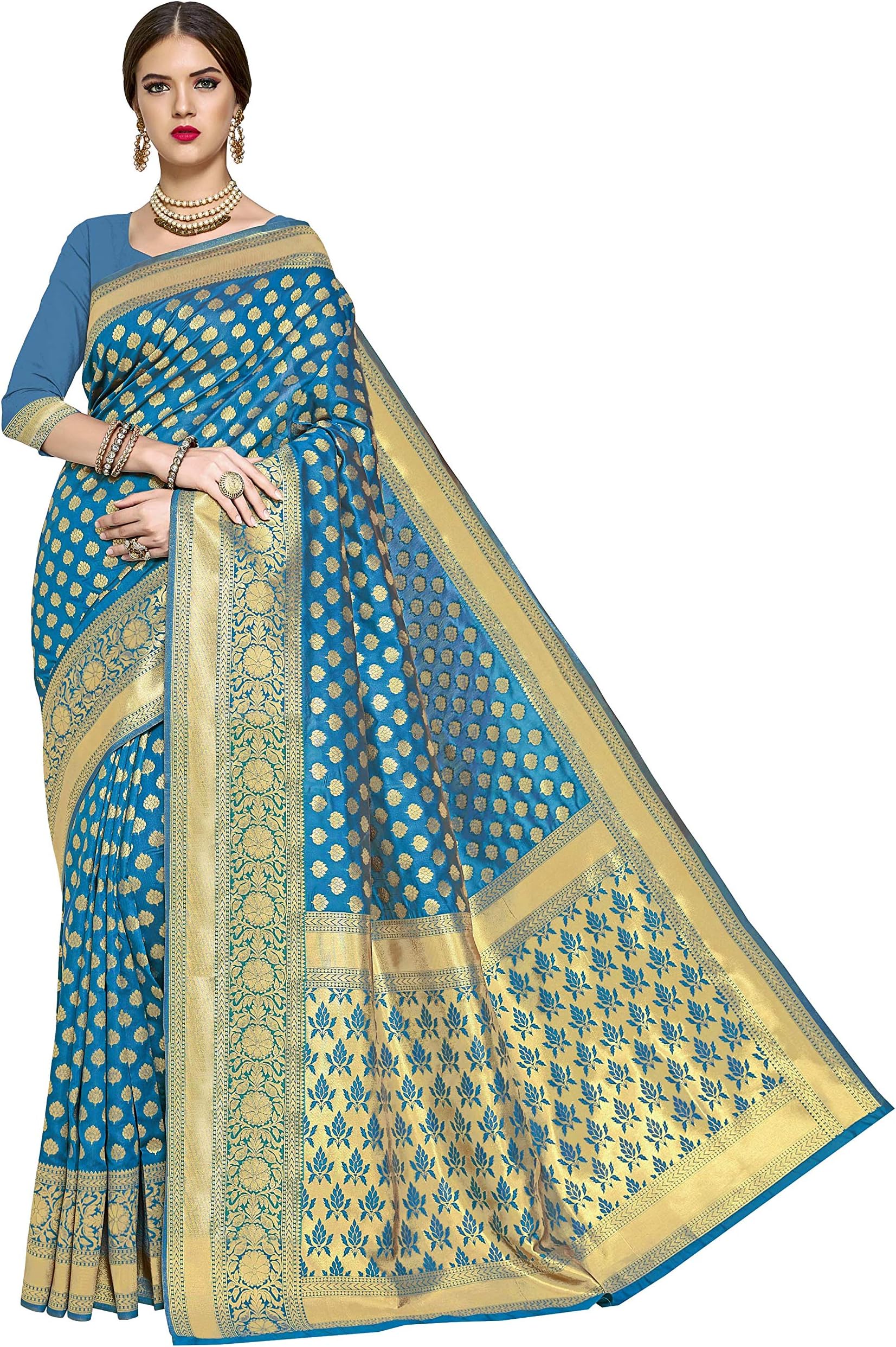 Glory Sarees Women's Kanchipuram Art Silk Saree With Blouse Piece