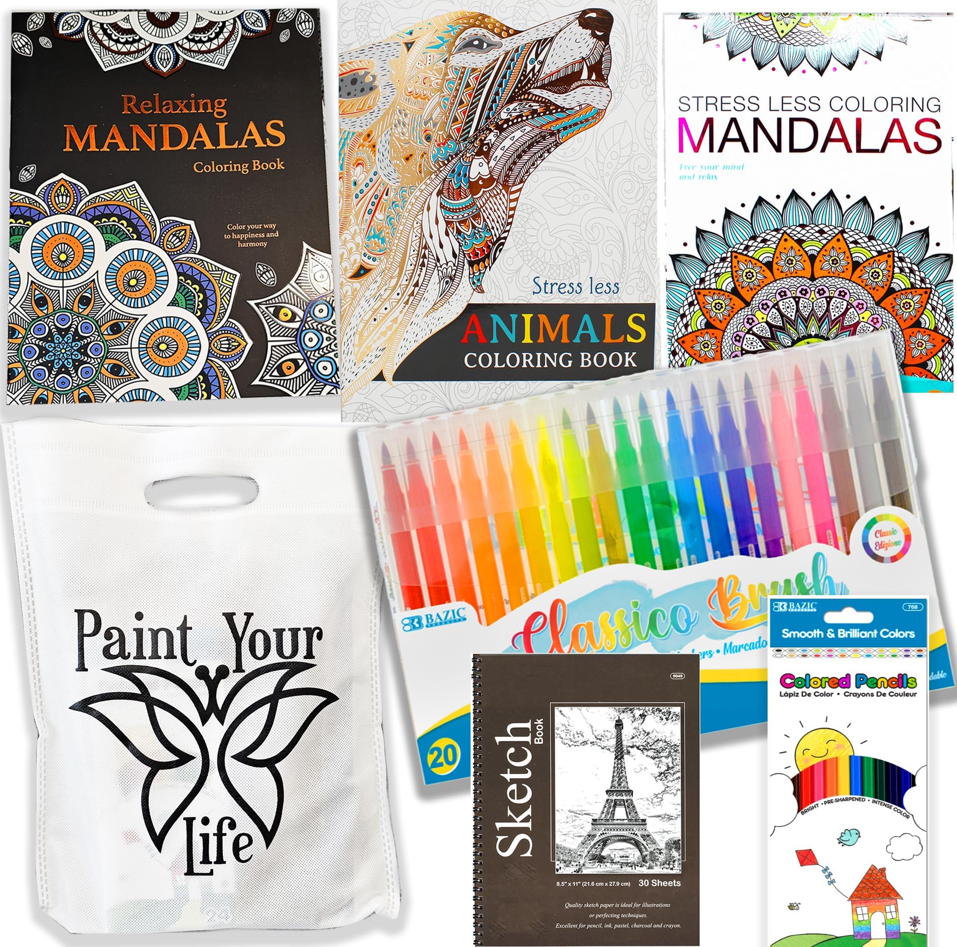 Amazon.com: Adult Coloring Book Set | Art kit activities Mandalas ...
