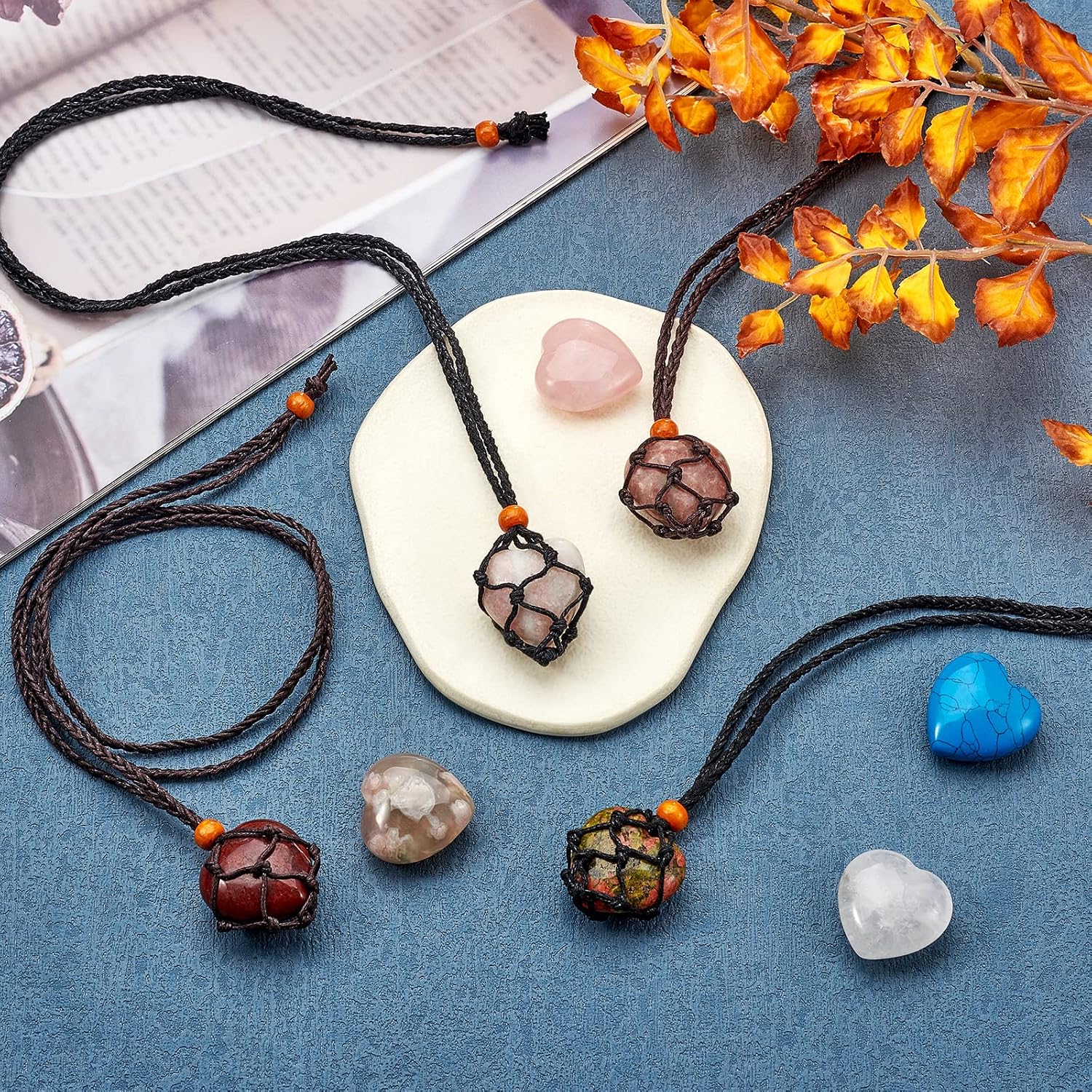 WEWAYSMILE 6 Pieces Crystal Necklace Holder, Necklace Cord Stone Holder, Cord Empty Stone Holder - Image 5