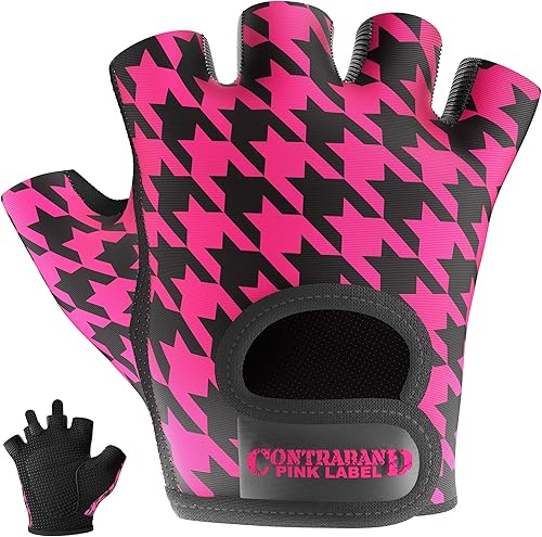 Miniatura 7 de Contraband Pink Label 5257 - Guantes de elevación con estampado de pata de gallo (par) - Ligeros veganos medianos acolchados de microfibra amara