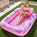 SLOOSH Inflatable Tanning Pool Lounger Float, 70 x 46 Pool Floats Adult with Pillow, 4 in 1 Suntan Tub Raft Floatie,Sunbathing Bed Lounge for Water Blow Up Kids Ball Pit Party Gifts, L-Hot Pink
