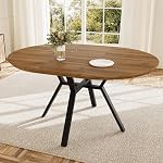 HIPIHOM 43.2"-59.1" Extendable Round Dining Table for 4-6 People, Modern Kitchen Oval Dining Table with Flexible Leaves Space Saving, Metal Base for Kitchen Dining Room (Walnut)