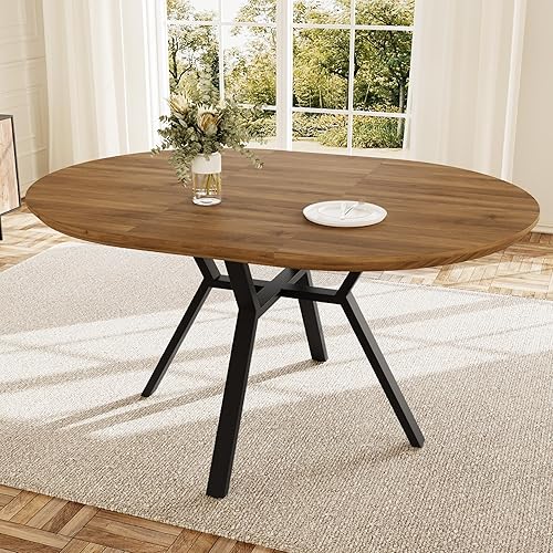 Miniatura 20 de Juego de mesa de comedor redonda extensible para 6 personas, mesa de cocina extensible de 43.3 a 59.1 pulgadas con 6 sillas tapizadas, ahorro de
