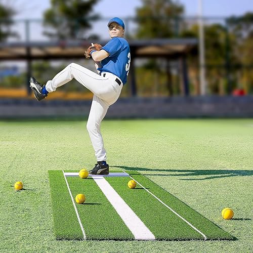 Miniatura 8 de VEVOR Alfombrilla de lanzamiento de sóftbol, 10 x 3 pies, soporte de lanzamiento de sóftbol, antideslizante de goma antideslizante para
