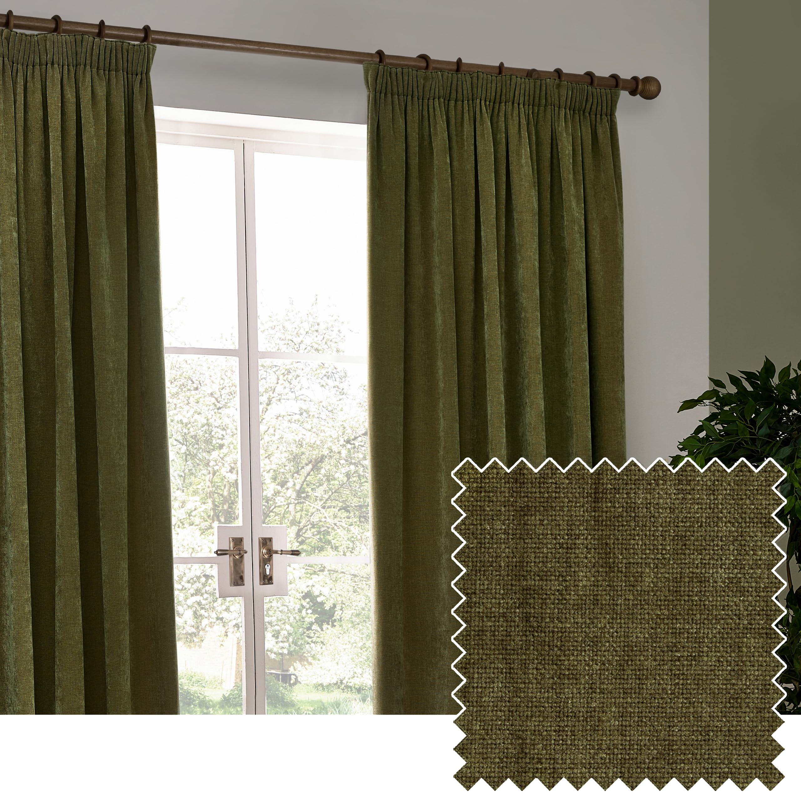 Yard Heavy Chenille Blackout Pencil Pleat Curtains
