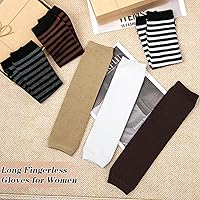 Vista 12 de Amandir Guantes largos sin dedos para mujer, calentadores de brazos, guantes elásticos de punto para el pulgar Gris oscuro Gris oscuro Gris claro