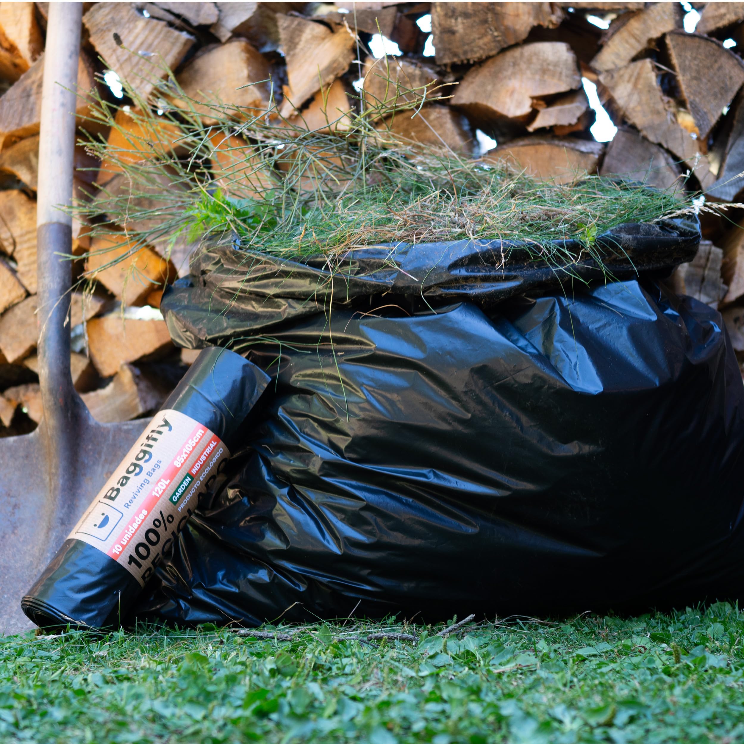 Baggifly worek na śmieci 120L - 5 rolek po 10 torebek - 100% materiał z recyklingu - wymiary 85 x 105 cm - Idealny do hotelarstwa i zastosowań przemysłowych - Super wytrzymałe torby