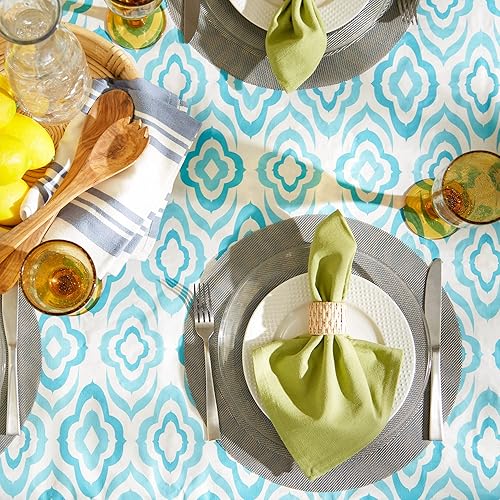 Miniatura 5 de DII Colección de mesa de vinilo para interiores y exteriores, con reverso de franela, mantel para interiores y exteriores, rectangular, 60x102, Ikat