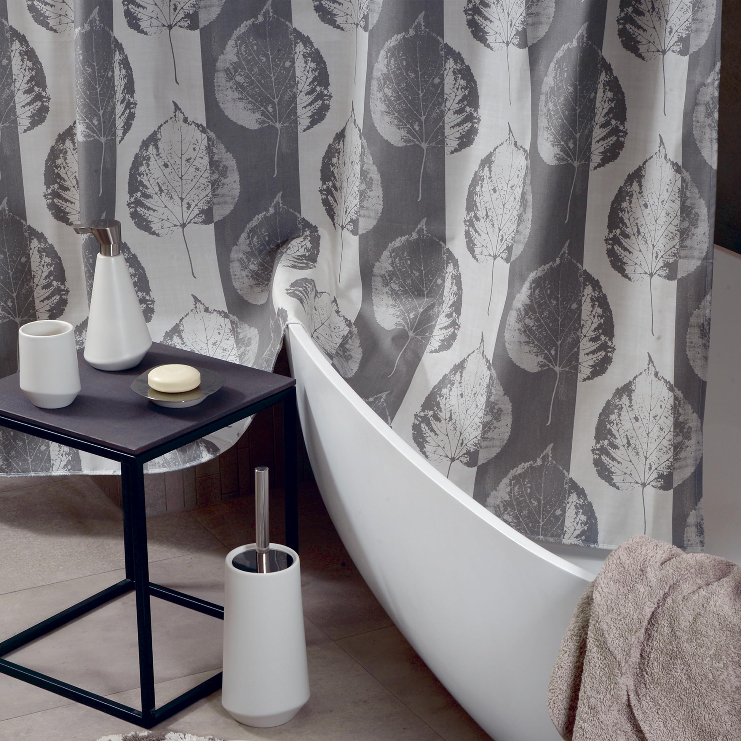 Spirella Kollektion Lef, Duschvorhang Textil 240 x 180 cm, 100% Polyester, Beige