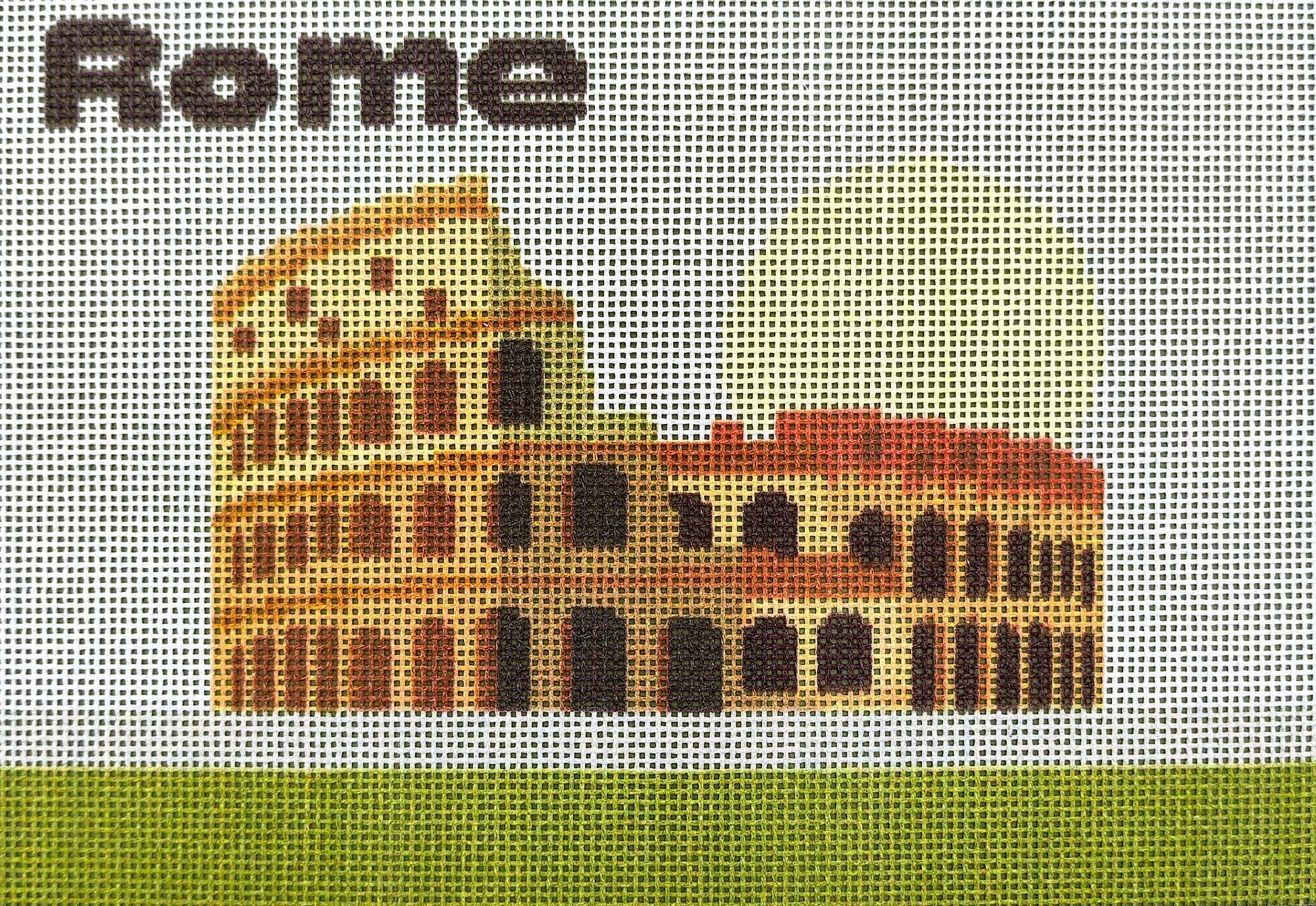 Howie's Needlepoint Needlepoint Canvas, 18CT Embroidery Stamped Patterns for Beginners or Advance, Printed Canvas(Rome Colosseum,5x7inch)