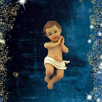 Infant Jesus Christ in Crib 2 Piece Resin Christmas Nativity Statue, 7 Inch