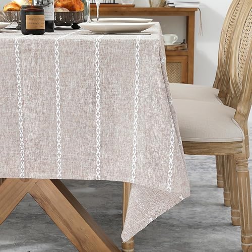 Miniatura 4 de Chassic - Mantel de lino con estilo rústico de granja de 60 x 120 pulgadas, mantel resistente a las arrugas y lavable para mesas de comedor