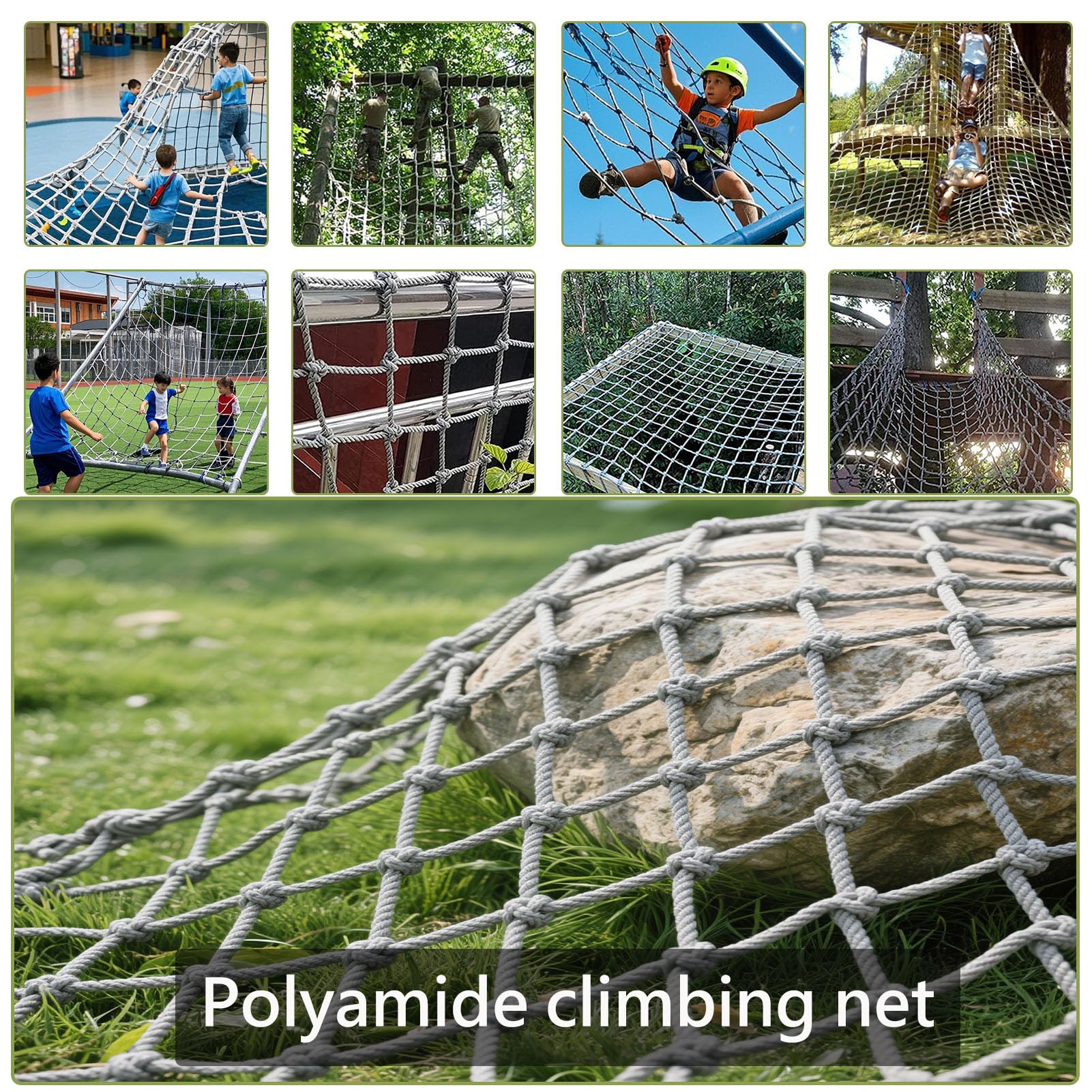 Rete da arrampicata per bambini – Scala cargo in poliammide per parco giochi e casa sull'albero – Accessori per palestra giungla per percorso ad ostacoli nel cortile – Attrezzatura fitness all'aperto