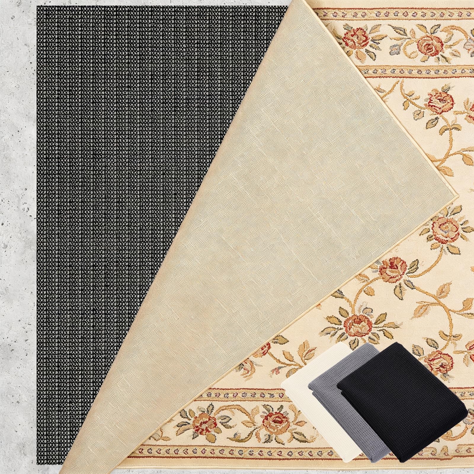 Tapis Antidérapant pour Tapi 235 x 260 cm Réutilisable et sans Odeur, Découpable, Lavable, Taille Personnalisable, Tapis Antidérapant de Protection pour Tous Types de Sols, Noir