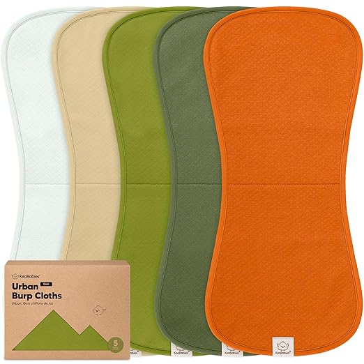 KeaBabies 5-Pack Organic Burp Cloths Baby Girl, Boy - Extra Large, Absorbent Baby Burp Cloths, Soft Burping Cloths for Babies, Newborn Burp Clothes, Cotton Burp Rags, Neutral Thick Burp Cloth (Palms)