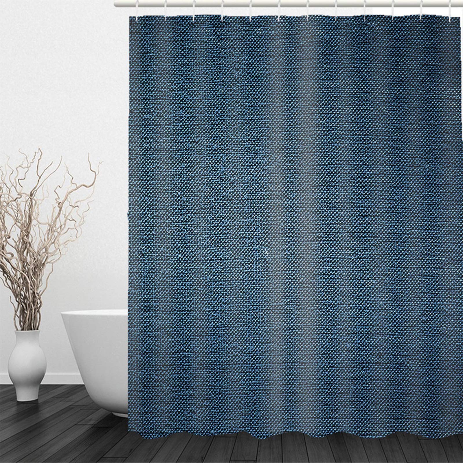 Cortinas de ducha navideñas para baño, cortinas de ducha azul marino cuadradas de poliéster, 180 x 200 cm, decoración moderna para habitación húmeda