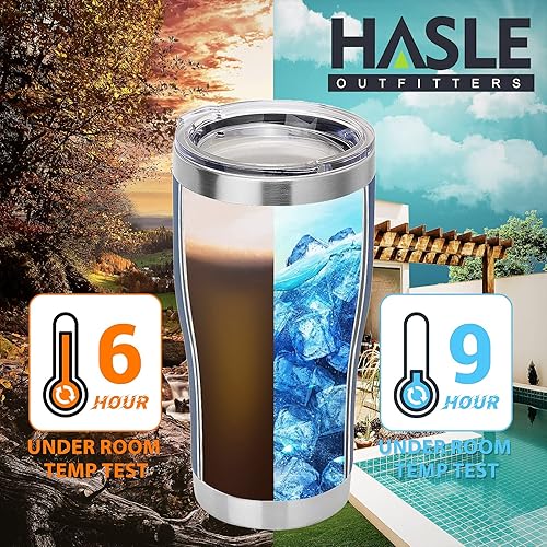Miniatura 5 de Hasle Outfitters Vasos aislados de acero inoxidable reutilizables de 20 onzas, vasos de viaje con tapa para café, de doble pared al vacío, vaso
