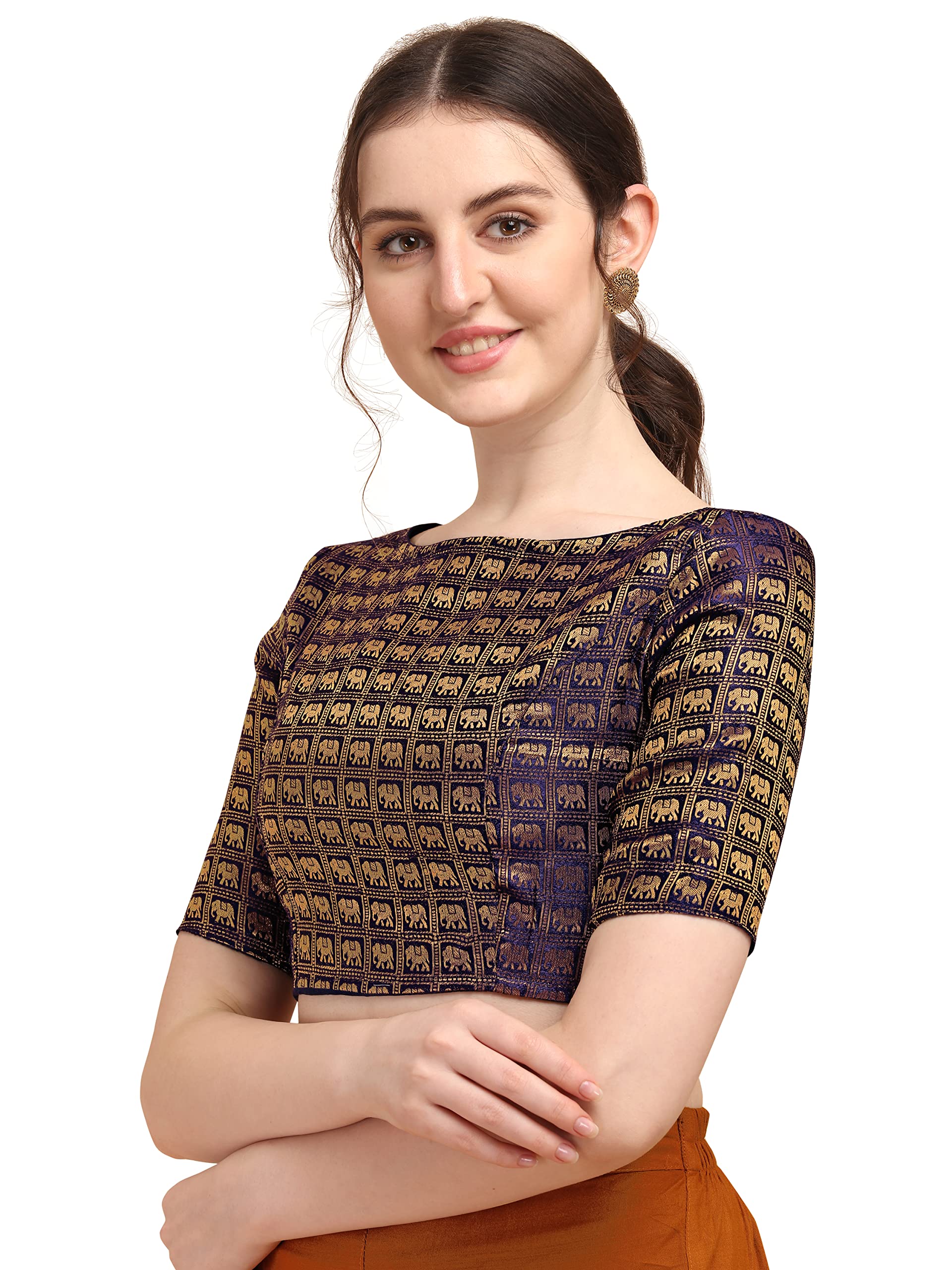 Oomph Jacquard Purple Readymade Blouse For Women - Rbbl133S