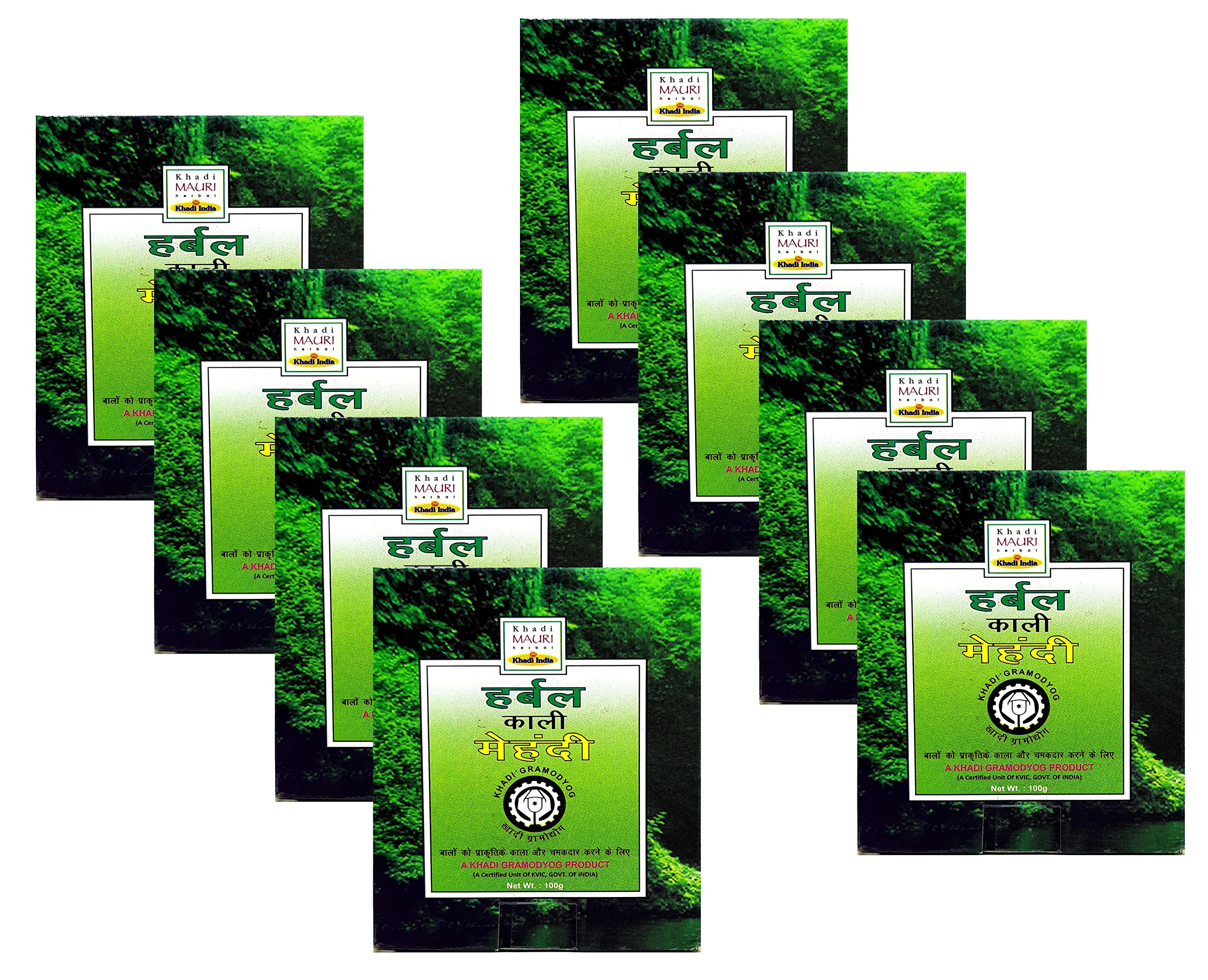 Khadi Mauri Black(Kaali) Mehndi,Pack of 8, 100 Grams each(Total 800 Grams)-picture-14