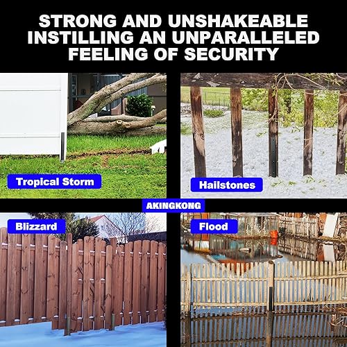 Miniatura 6 de AKINGKONG Kit de anclaje de reparación de poste de valla grueso, estacas de acero para postes de valla, soporte de poste de madera para reposición