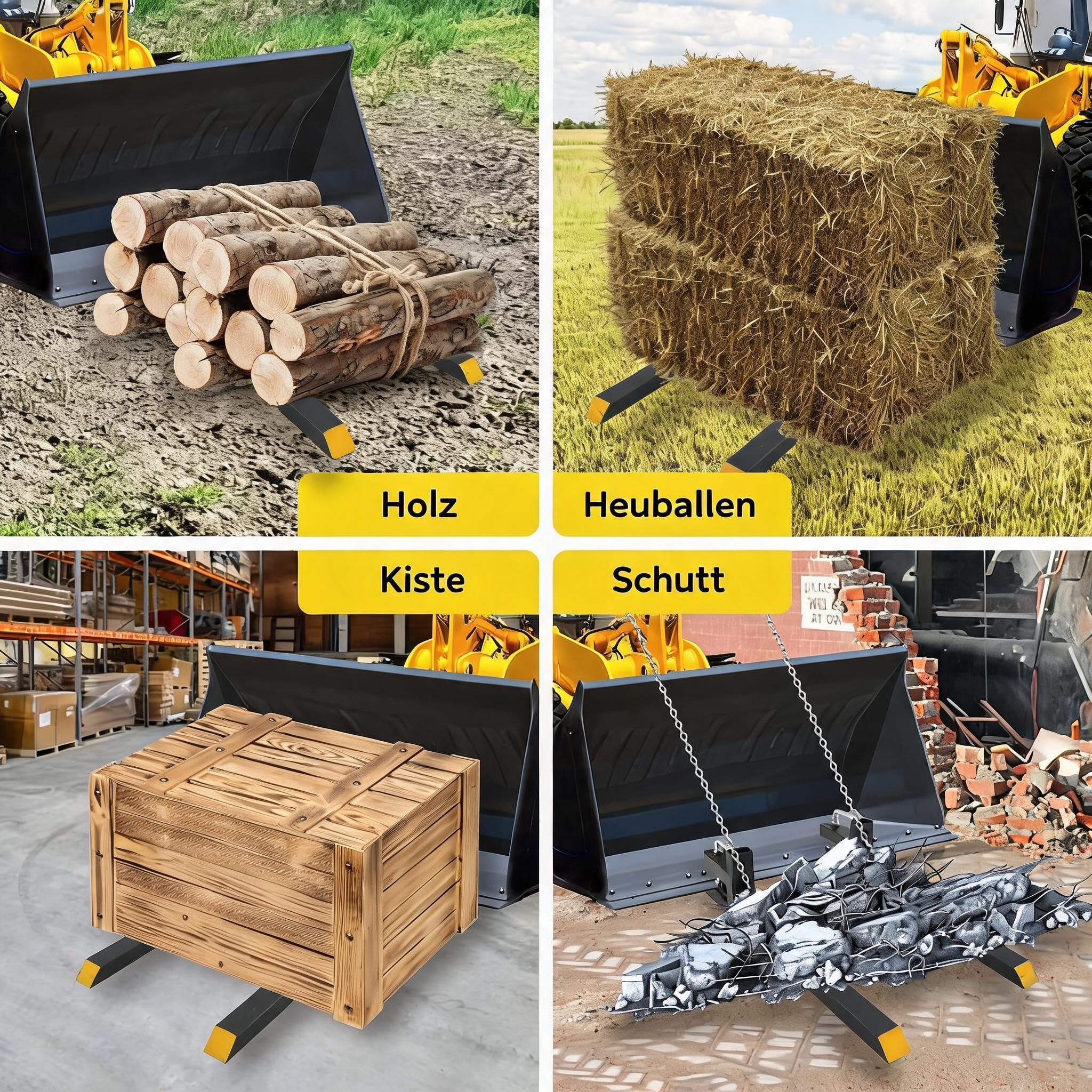 Garvee Schwerlast-Palettengabel 1815 kg für Traktor & Frontlader, Robust | Verstellbare Stabilisatorstange, Schnellmontage, Universal für Kompaktlader & Schaufeln, Hochfester Stahl, Agrar-Einsatz