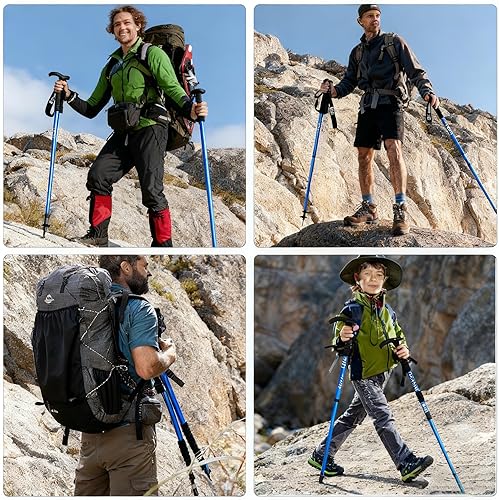 Miniatura 7 de Bastón de senderismo retráctil de aleación de aluminio, bastones de senderismo portátiles adecuados para actividades al aire libre como montañismo,