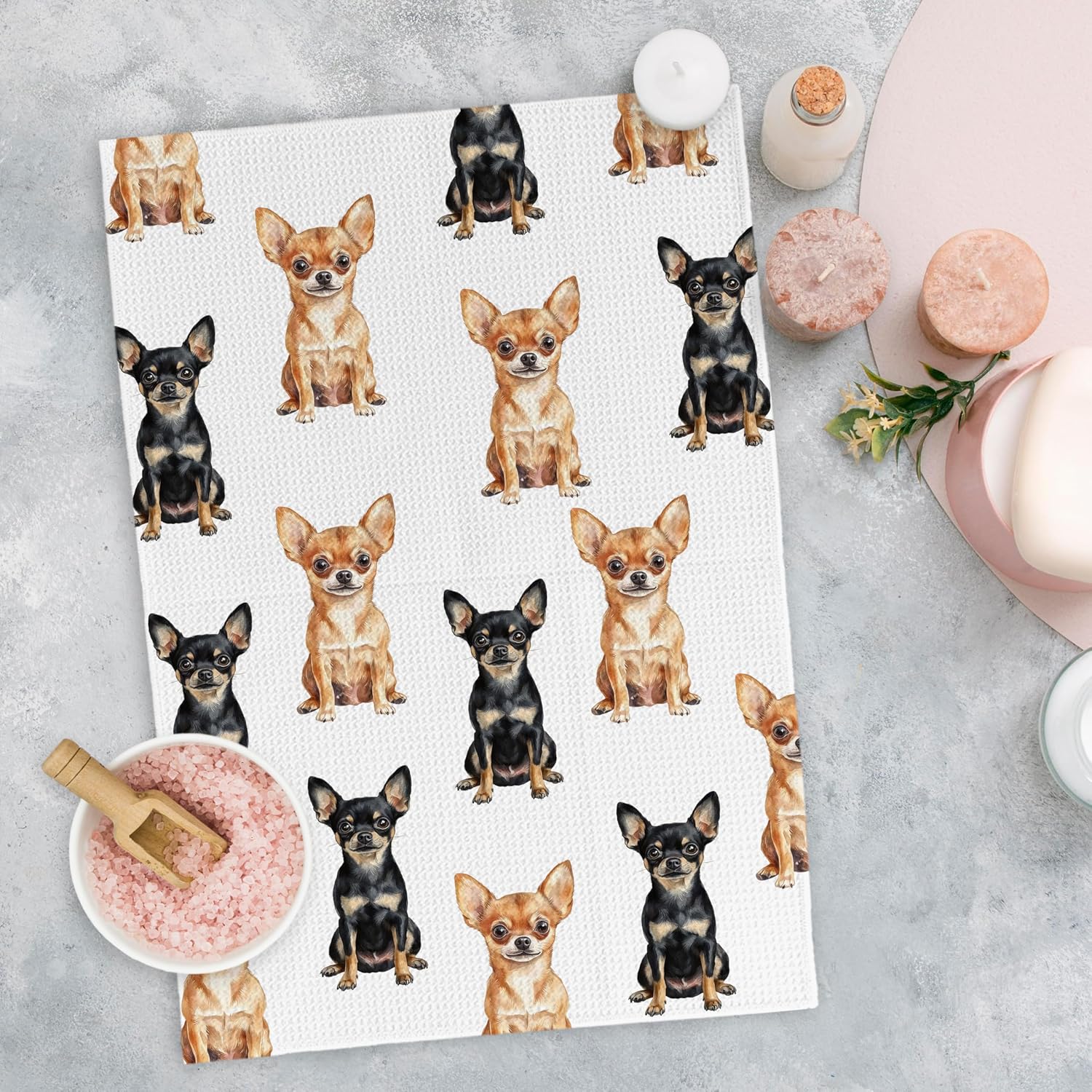 Chihuahua Dog Kitchen Dish Towels, Chihuahua Gifts for Women Hand Towels for Bathroom Kitchen Decor, Dog Lovers Mom Owner Gifts for Women, 16x24 Inches - Image 2