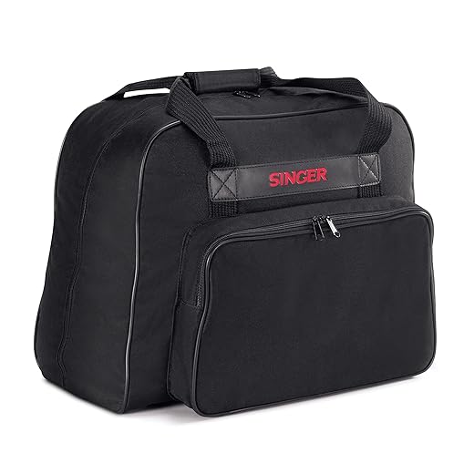 SINGER | Machine Carrying Case, Black, Spacious Case Fits Most Standard Sewing Machines and Sergers, Fully-Padded Interior, Durable Canvas Exterior, Easy Zip, Large Front Pocket, Easy Transport