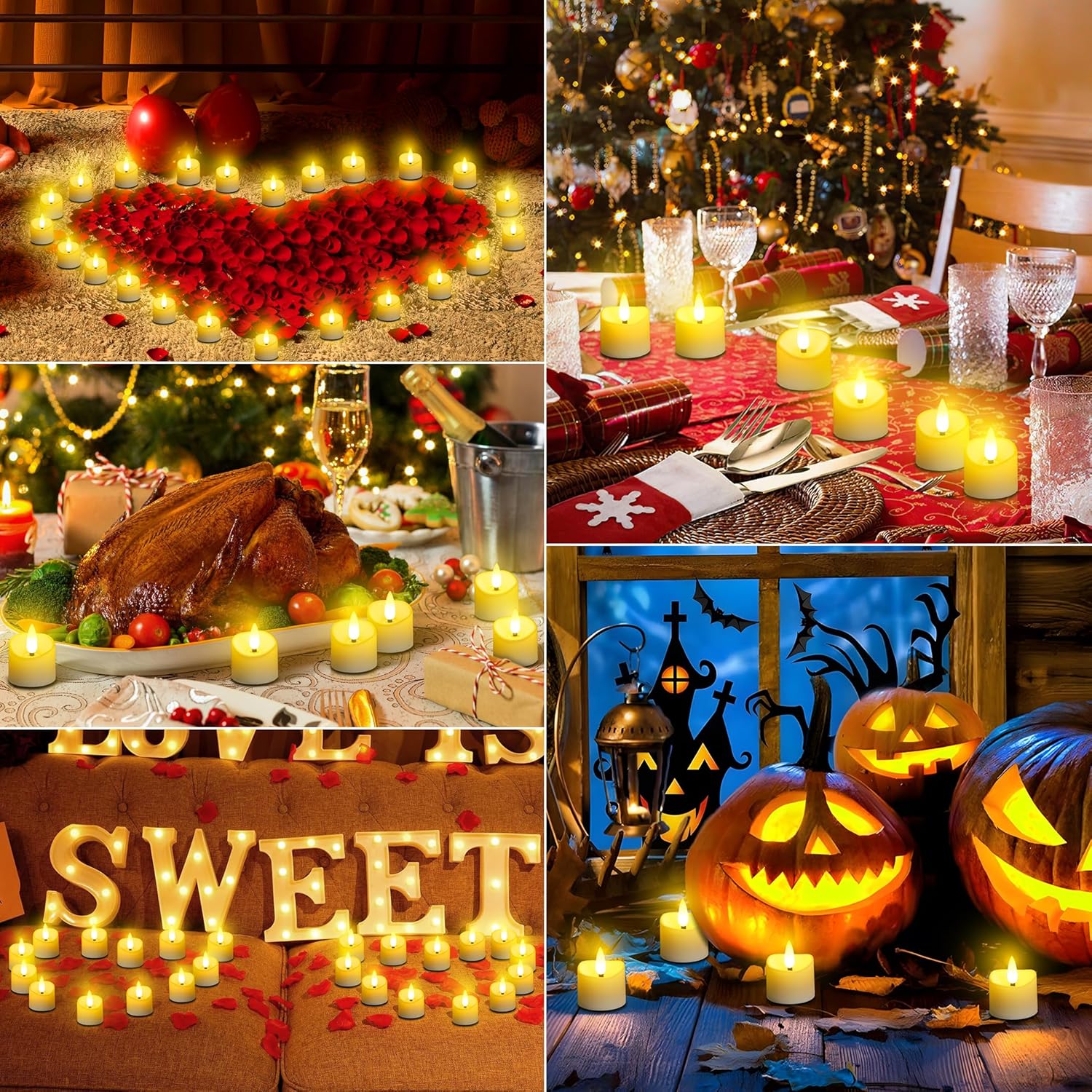 YiaMia Rechargeable Tea Lights with Remote, Flameless LED Candle with 24H Cycle Timer, Battery Operated Tea Lights for Votive, Weddings, Parties, Halloween, Christmas, Home Decoration (6) - Image 6