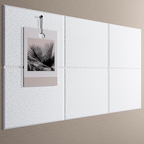 VANCORE Tablero de anuncios de fieltro de 11.8 x 11.8 pulgadas con 30 pasadores, azulejos cuadrados grandes para fotos, notas, cartas, notas, notas,