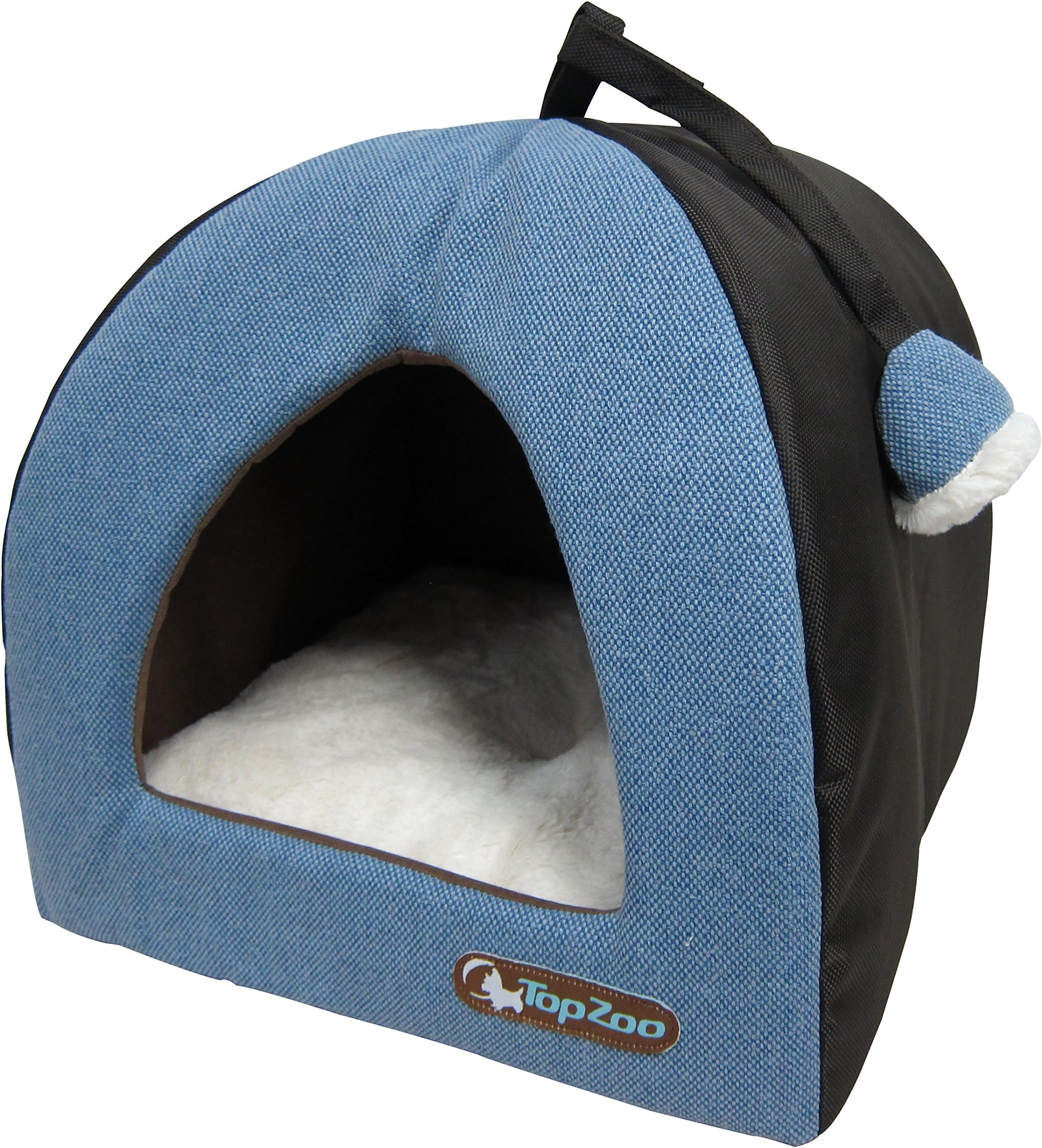 Topzoo Tipi Cat Bed Canvas Blue