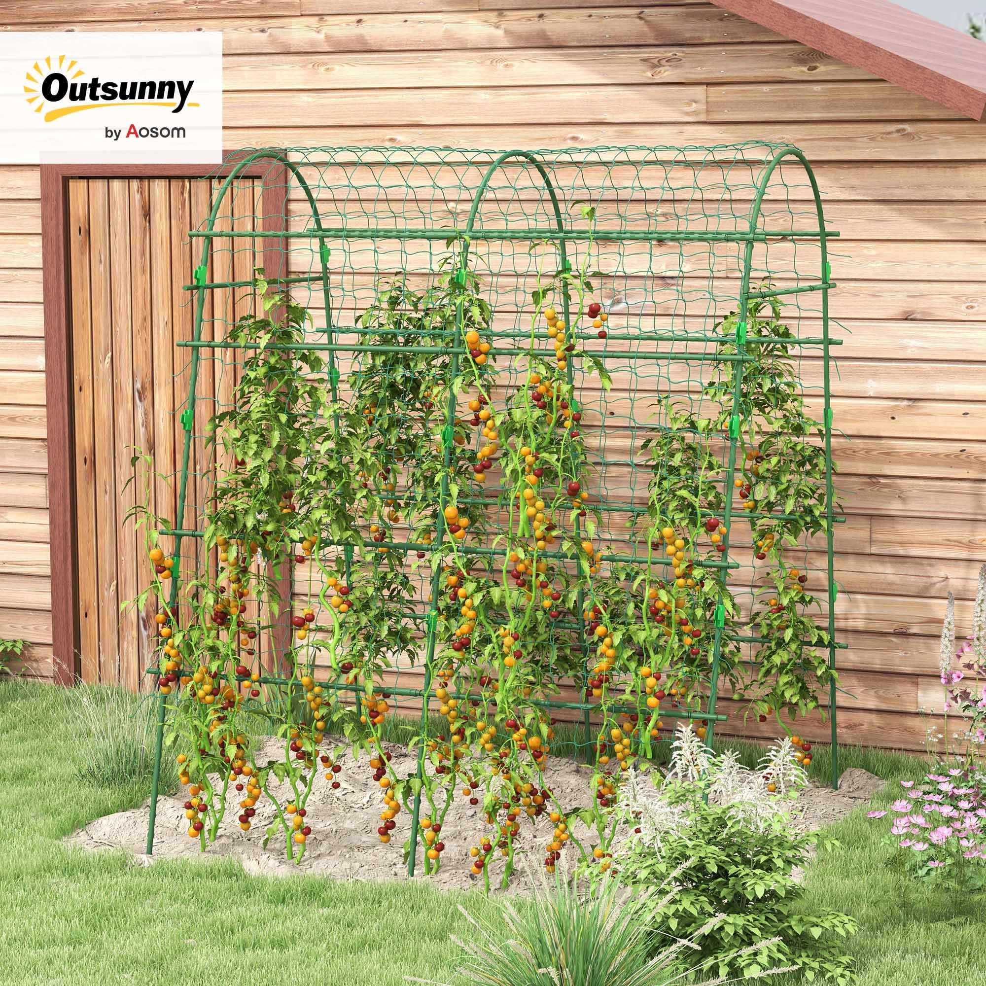 Outsunny Rankgitter Rostfrei Kletterpflanzen 144 x 167 x 206 cm Schwarz | Aus Metall, Rankhilfe, Gurken Spalier, Garten Spalier, Pflanzenspalier für Tomaten, Gemüse, Blumen