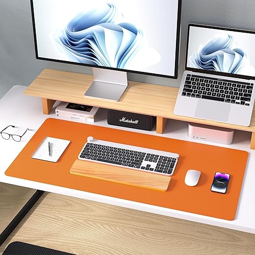 Miniatura 241 de Aothia Protector de escritorio de cuero, alfombrilla para mouse, alfombrilla de escritorio de oficina, antideslizante, de piel sintética, Agua,Azul