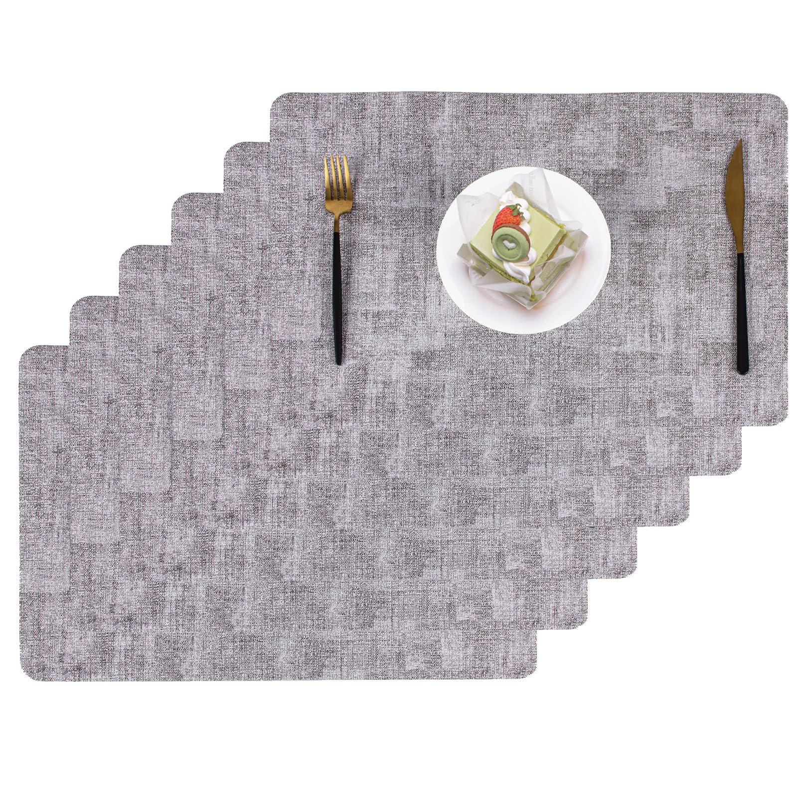 Xmkuwa Light Gray Place Mats Set Of 6, Placemats Waterproof Oilproof, Stain Resistant, Heat Resistant, Washable Wipeable, Reversible Table Mat For Kitchen Dining Table And Decor ( Rectangle B, 6Pcs)