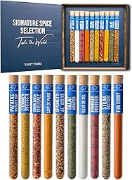 Tasty Tubes – Signature Spice Selection – Coffret d’épices – Cadeau original pour hommes & femmes – 10 mélanges d’épices du monde entier – Coffret cadeau pour passionnés de cuisine