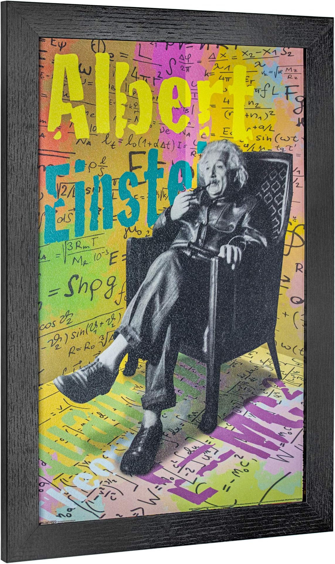 American Art Decor Framed Wall Art Prints - Home Decor for Living Room, Bedroom, Kitchen & More (Licensed Albert Einstein E=MC2, 13" x 19")