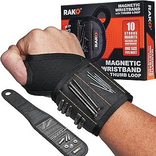 RAK Magnetic Wristband, Thumb Loop for Holding Screws, Nails, Drill Bits for Men - Made from Premium Ballistic Nylon, Lightweight Powerful Magnets for Dad, Husband, Grandpa, Handyman